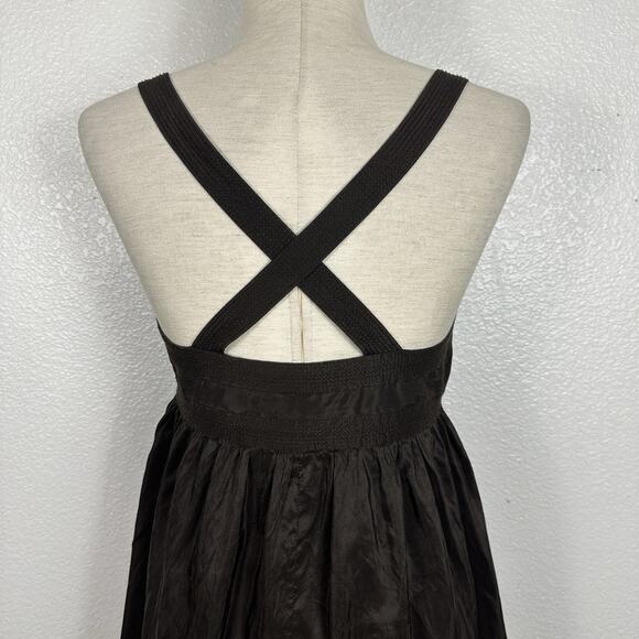J Crew Silk Dress Women 6 Fit Flare Midi Brown Empire Waist Wedding Party Y2K - Picture 7 of 12